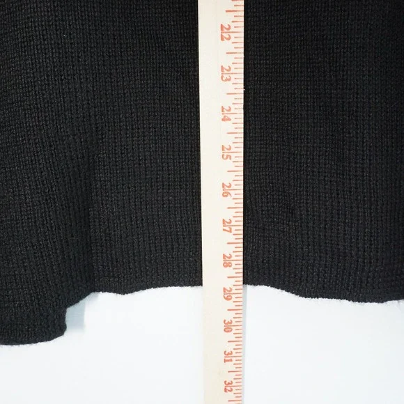 VTG Peruvian Link Alpaca Cardigan Knit Open Front Pockets Black S Cozy Lagenlook